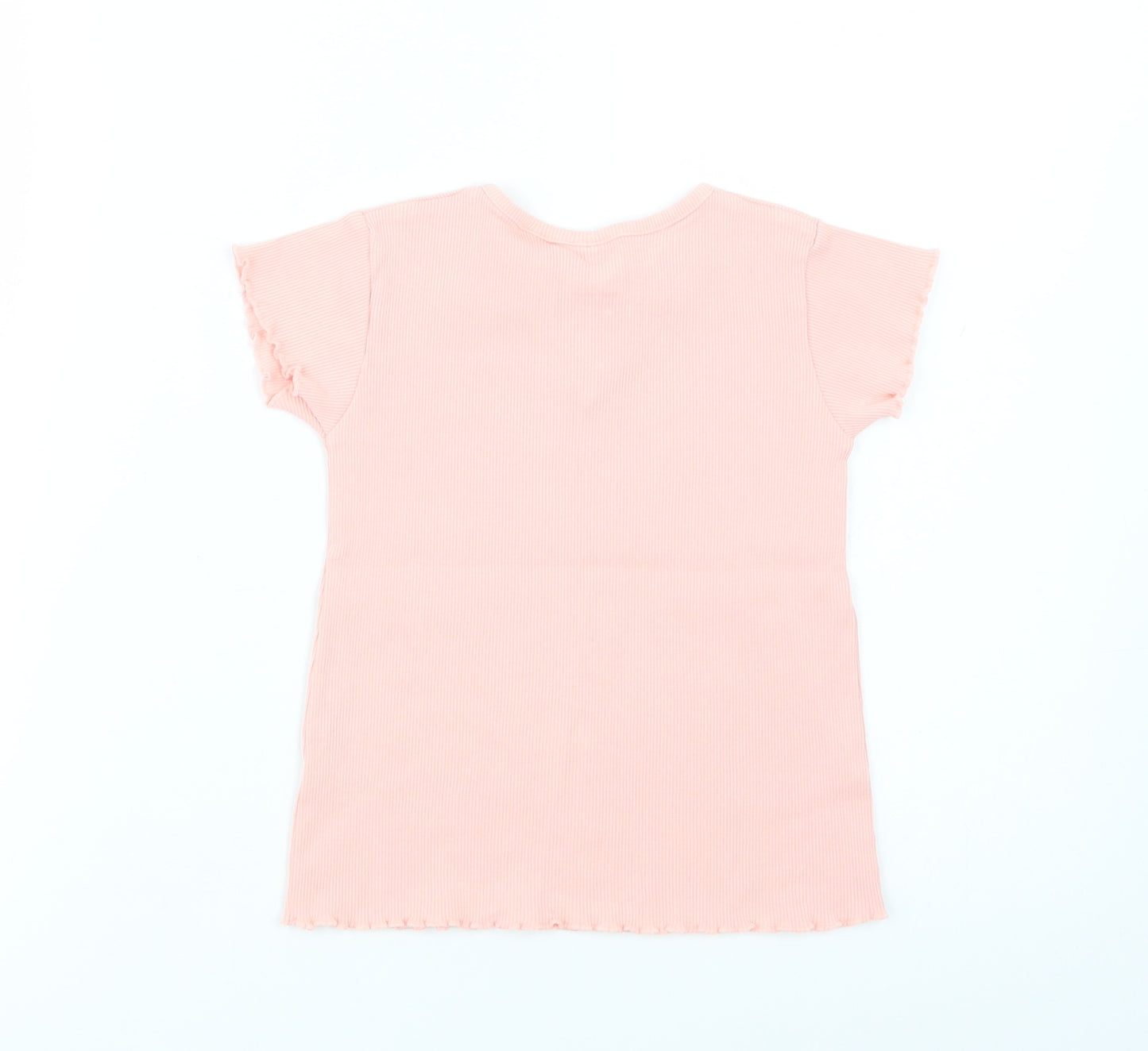 Zara Girls Pink  Cotton Basic T-Shirt Size 3-4 Years Crew Neck Button