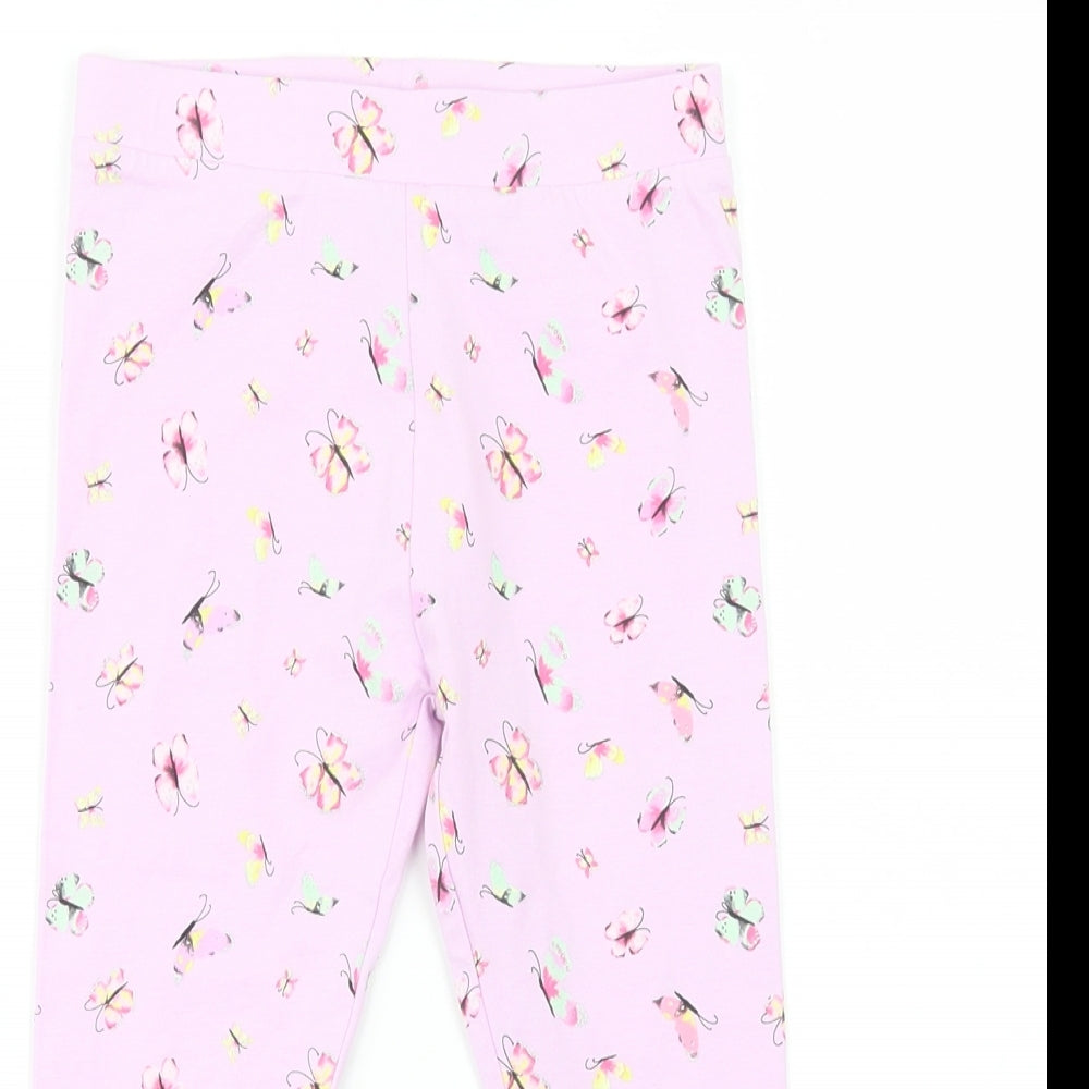Dunne Girls Purple Geometric Cotton Jegging Trousers Size 5-6 Years  Regular  - Butterfly Print