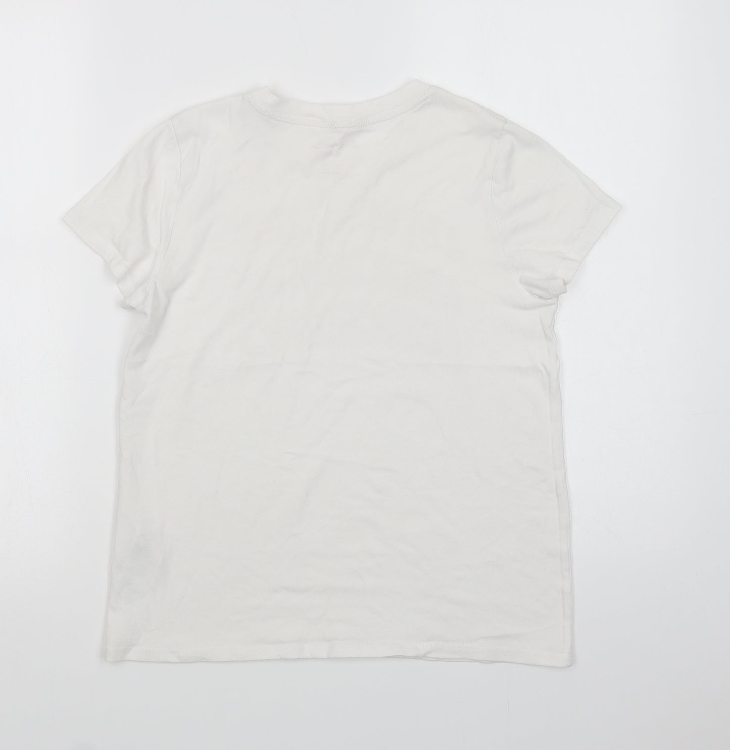 Abercrombie & Fitch Girls White  Cotton Basic T-Shirt Size 11-12 Years Crew Neck Pullover