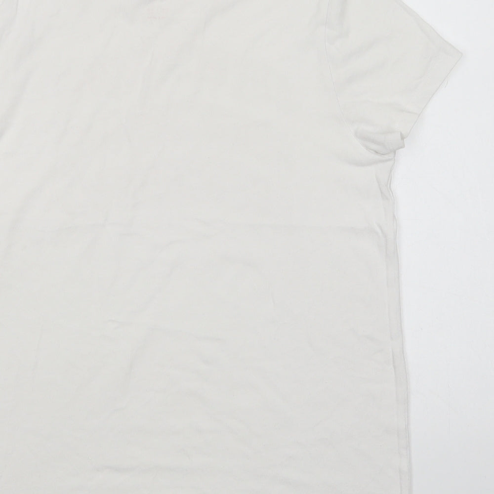 Abercrombie & Fitch Girls White  Cotton Basic T-Shirt Size 11-12 Years Crew Neck Pullover