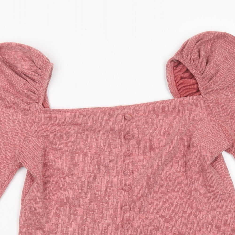 Primark Womens Pink  Polyester Basic Blouse Size S Square Neck