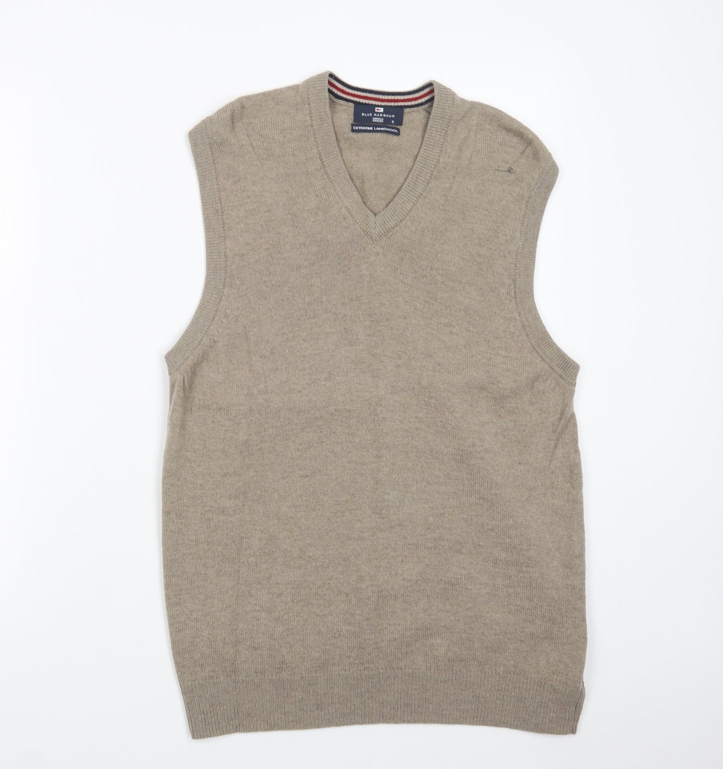 Marks and Spencer Mens Beige V-Neck  Wool Vest Jumper Size S