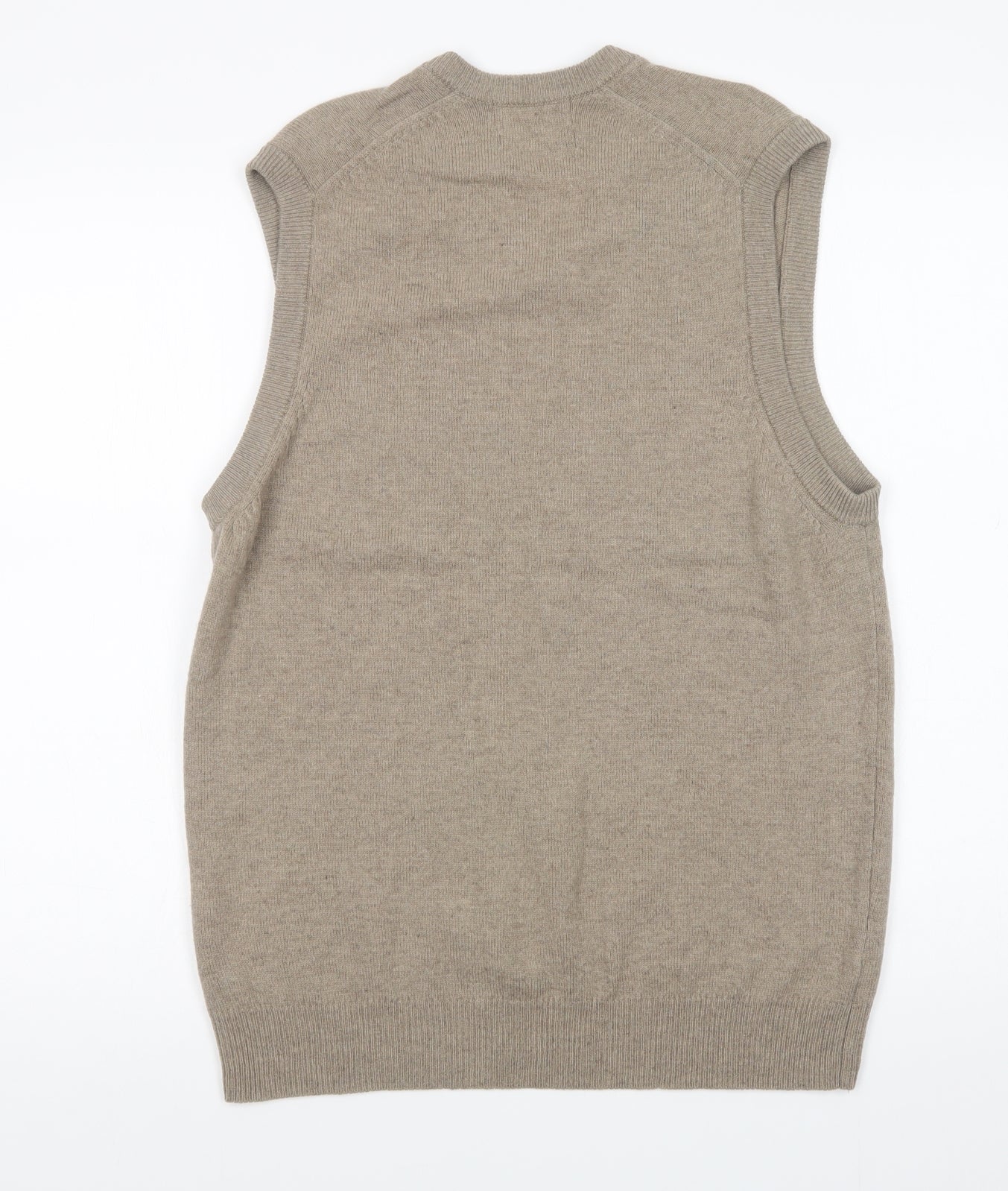 Marks and Spencer Mens Beige V-Neck  Wool Vest Jumper Size S