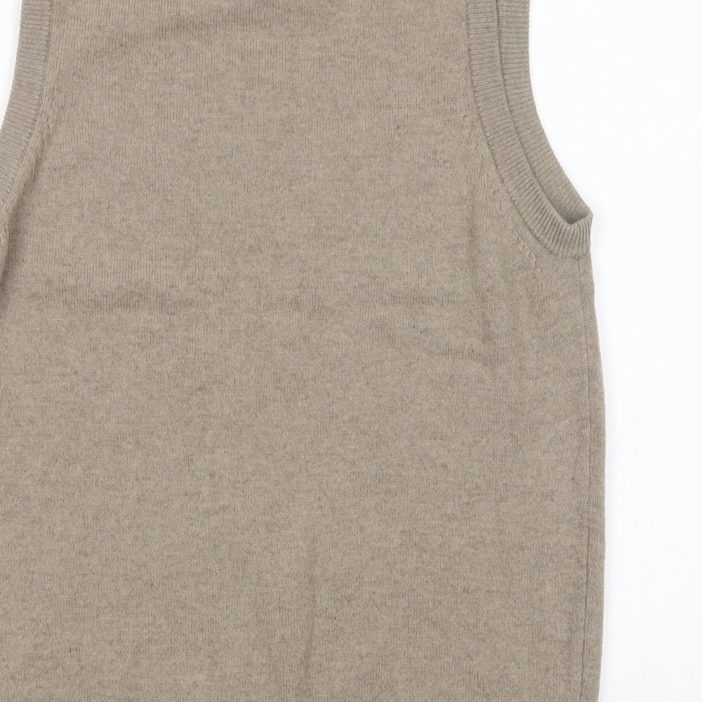 Marks and Spencer Mens Beige V-Neck  Wool Vest Jumper Size S
