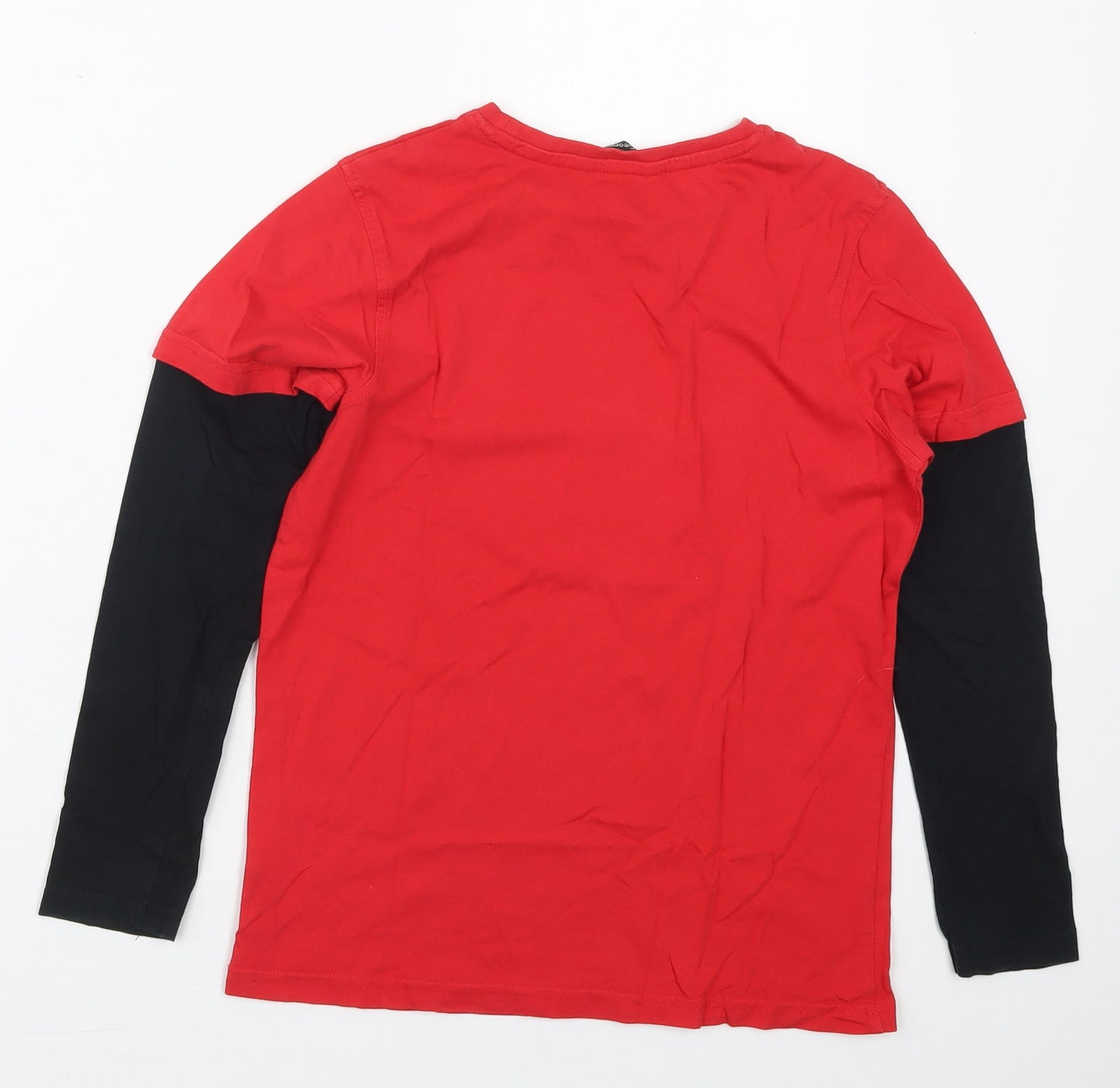George Boys Red  Cotton Basic T-Shirt Size 10-11 Years Crew Neck Pullover - Awwesome