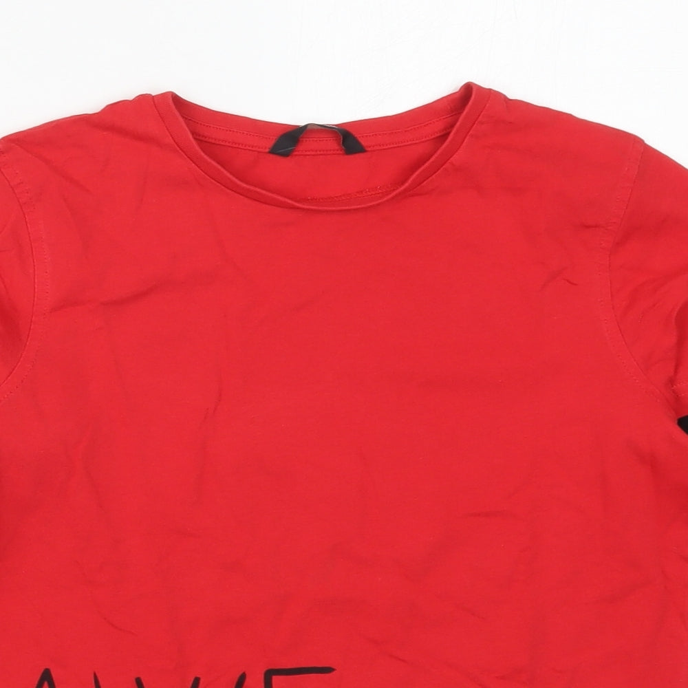 George Boys Red  Cotton Basic T-Shirt Size 10-11 Years Crew Neck Pullover - Awwesome