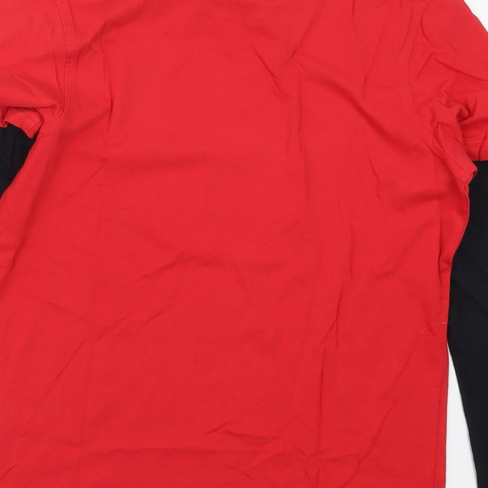 George Boys Red  Cotton Basic T-Shirt Size 10-11 Years Crew Neck Pullover - Awwesome
