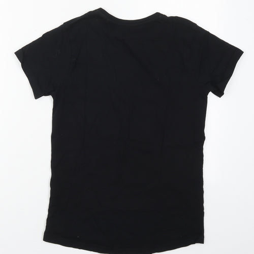 Primark Boys Black  Cotton Basic T-Shirt Size 11-12 Years Crew Neck Pullover - Flossing Around the Christmas Tree