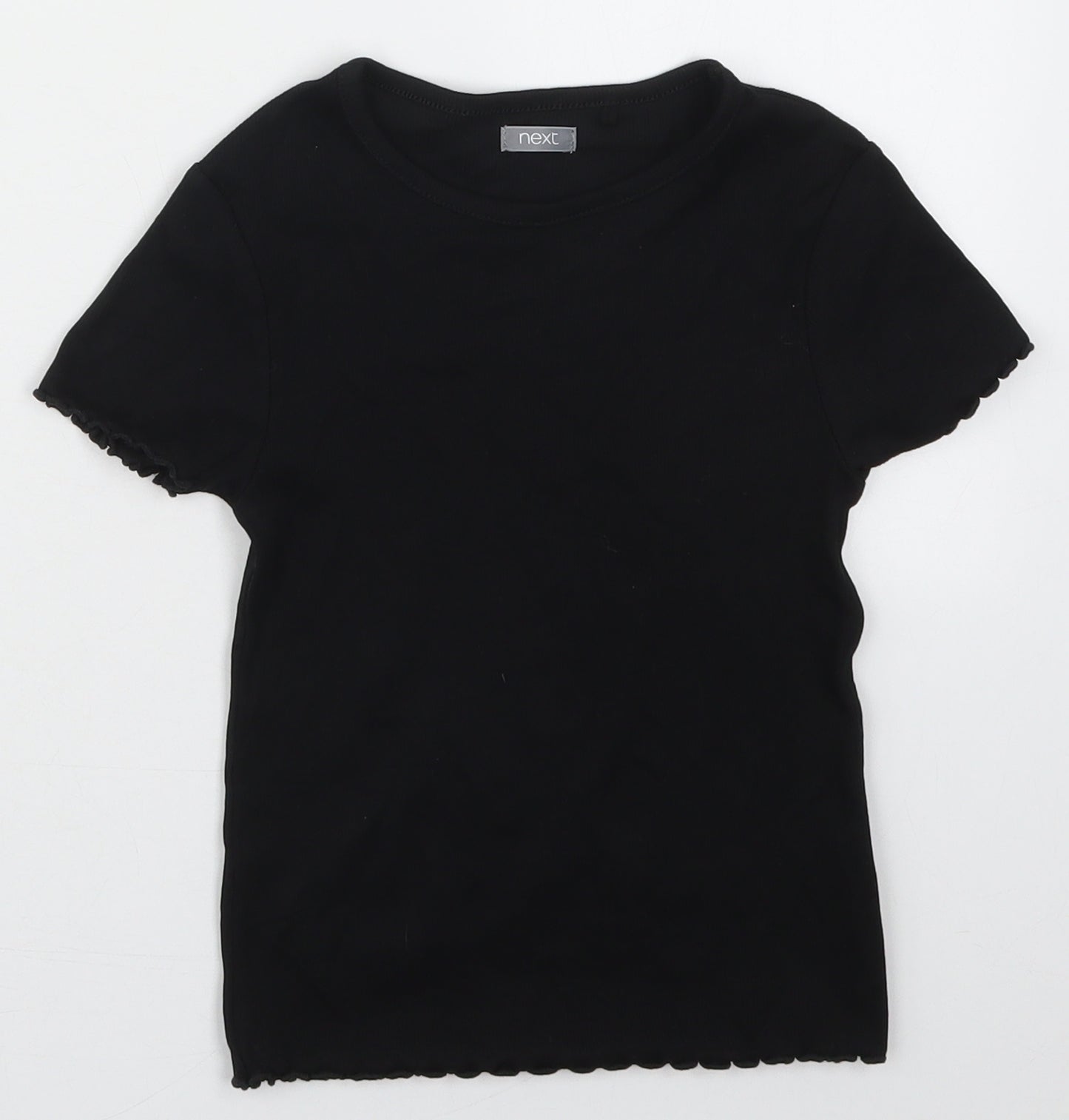 NEXT Girls Black  Cotton Basic T-Shirt Size 8 Years Round Neck Pullover