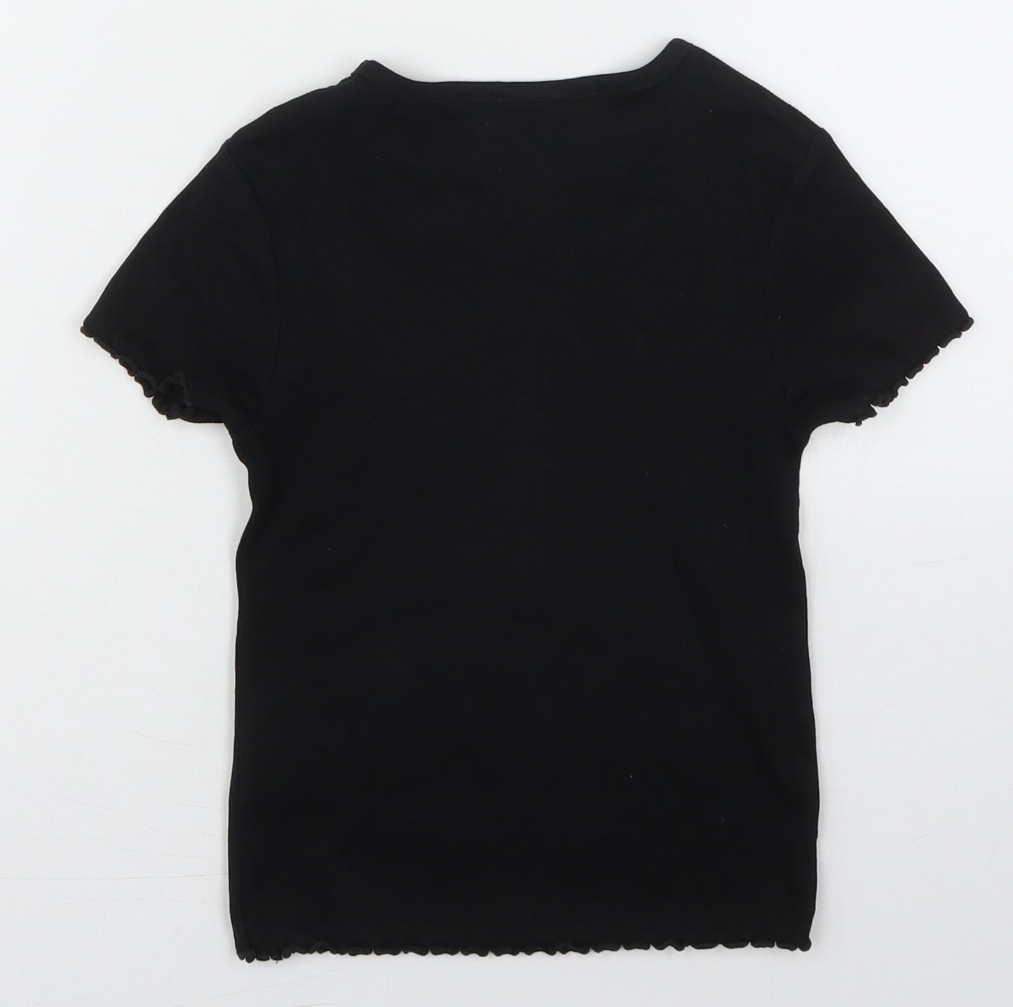 NEXT Girls Black  Cotton Basic T-Shirt Size 8 Years Round Neck Pullover