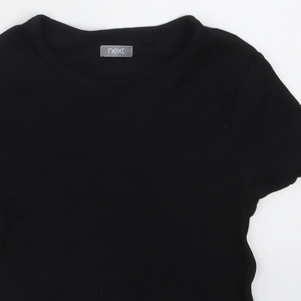 NEXT Girls Black  Cotton Basic T-Shirt Size 8 Years Round Neck Pullover