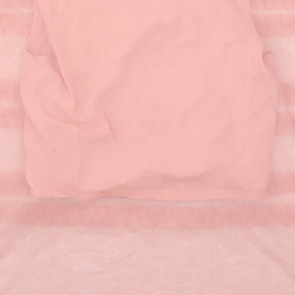 River Island Girls Pink  Cotton Basic Blouse Size 11-12 Years Round Neck Pullover