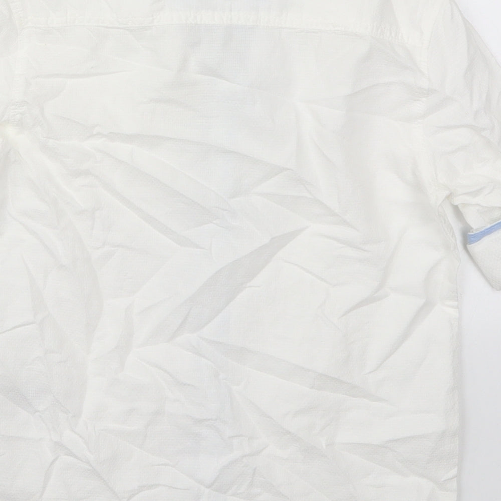 H&M Boys White  Cotton Basic Button-Up Size 7-8 Years Round Neck Button