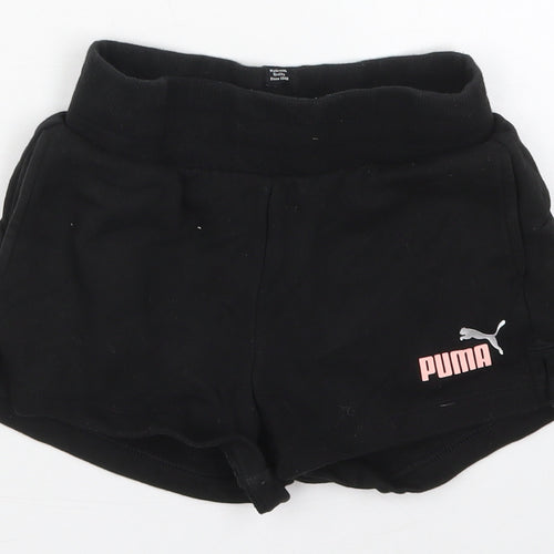 PUMA Girls Black  Cotton Sweat Shorts Size 11-12 Years  Regular Drawstring