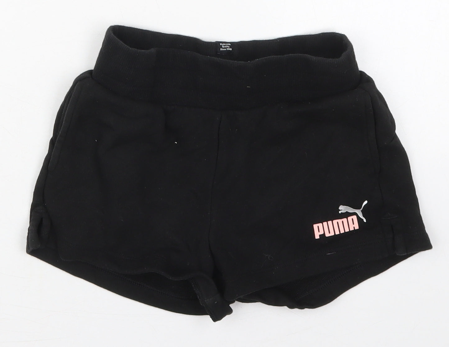 PUMA Girls Black  Cotton Sweat Shorts Size 11-12 Years  Regular Drawstring