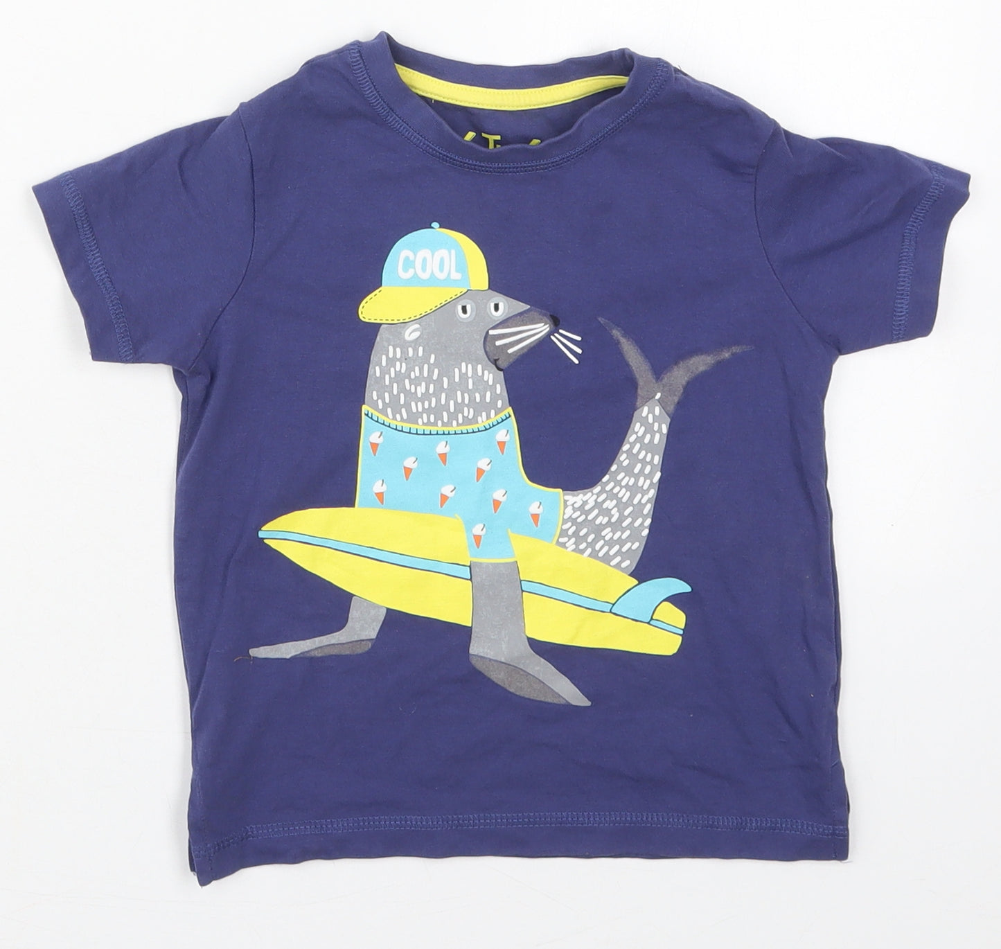TU Boys Blue  Cotton Basic T-Shirt Size 2-3 Years Crew Neck Pullover - Cool Seal