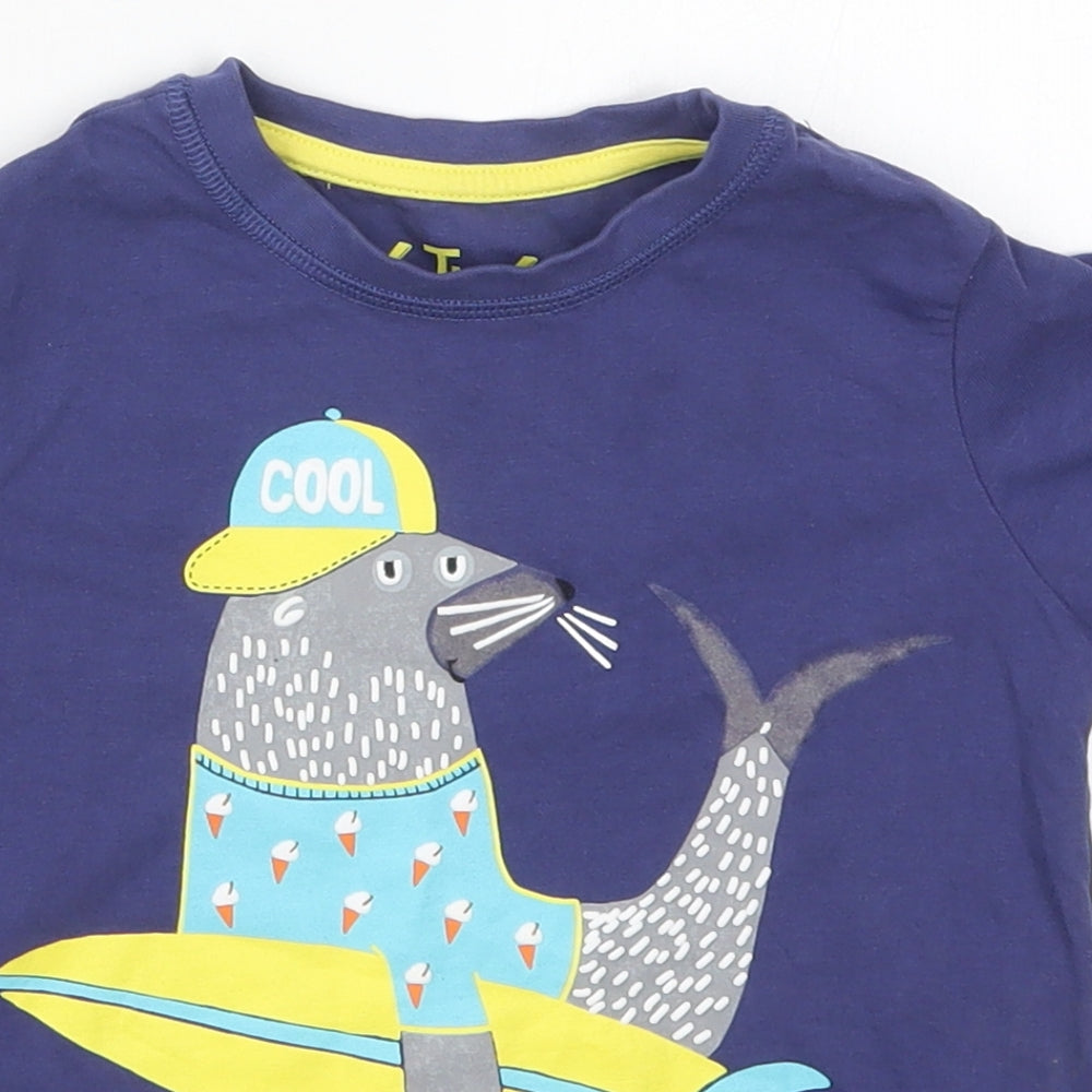 TU Boys Blue  Cotton Basic T-Shirt Size 2-3 Years Crew Neck Pullover - Cool Seal