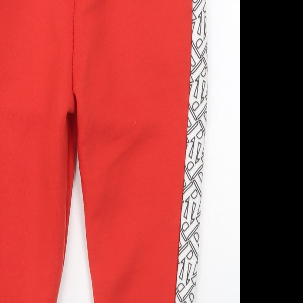 River Island Boys Red Geometric Polyester Sweatpants Trousers Size 18-24 Months  Drawstring