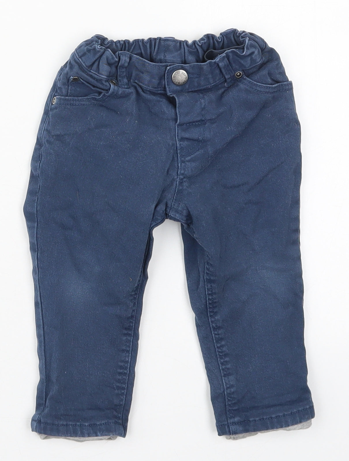 H&M Boys Blue  Cotton Capri Jeans Size 9-12 Months  Button