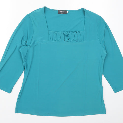 Red Coral Womens Blue  Polyester Basic T-Shirt Size L Square Neck