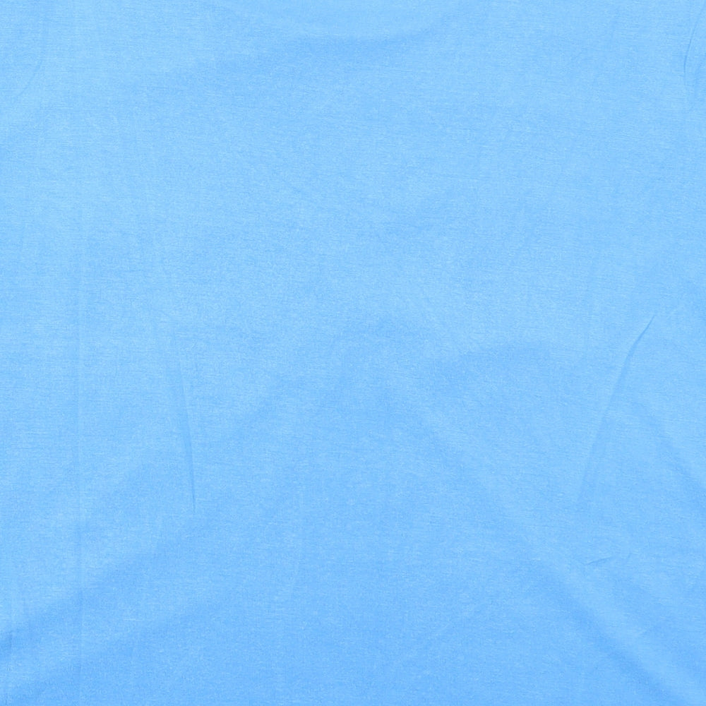 Mudflower Womens Blue  Polyester Basic T-Shirt Size L Round Neck