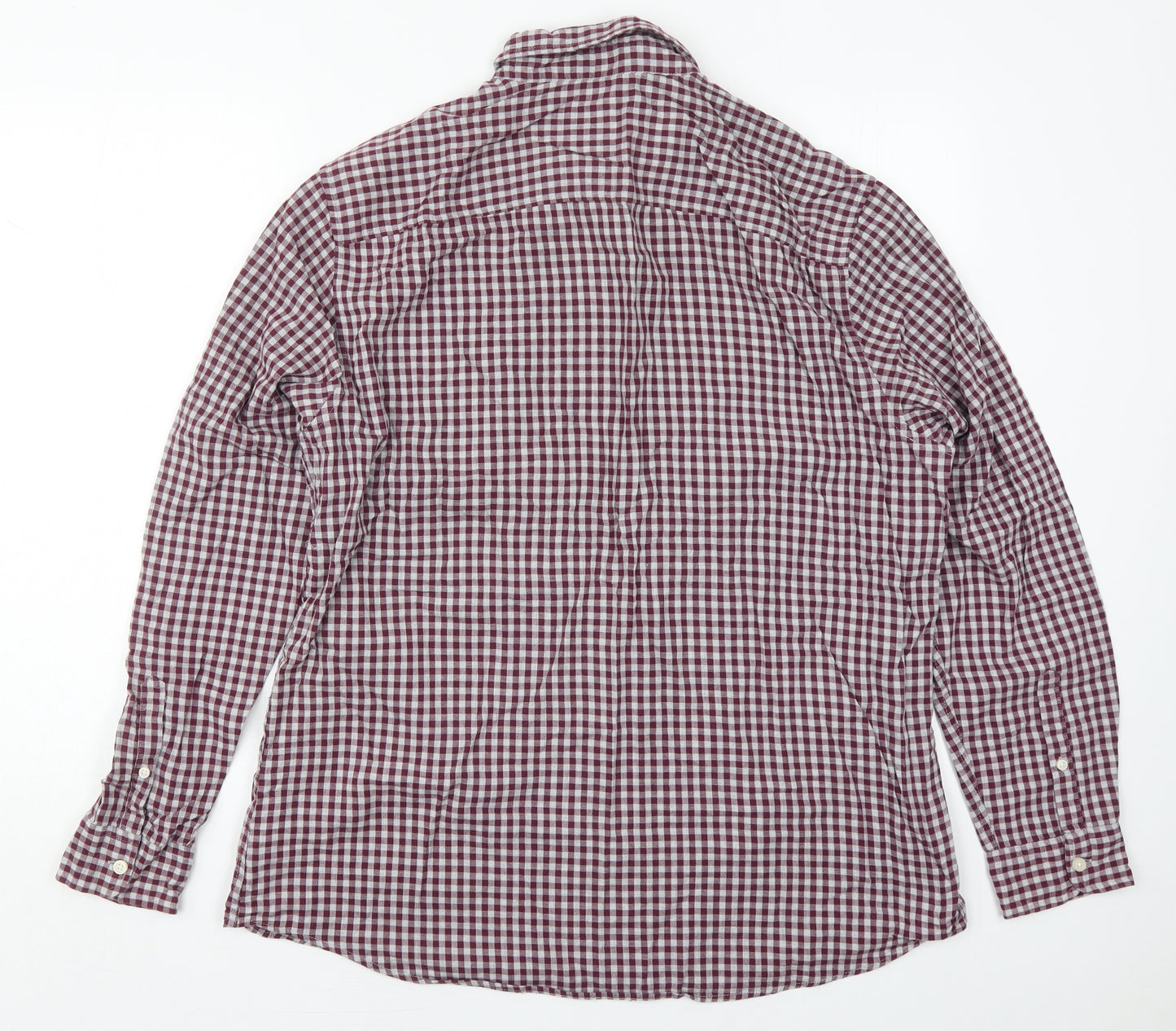F&F Mens Purple Check Cotton  Button-Up Size XL Collared Button