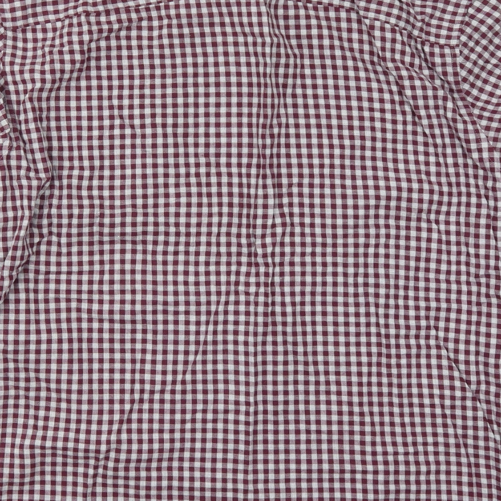 F&F Mens Purple Check Cotton  Button-Up Size XL Collared Button