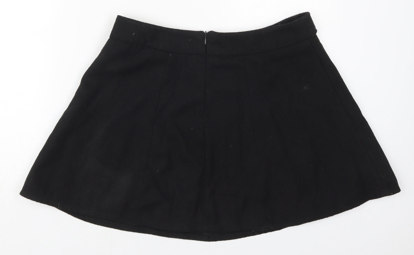 New Look Womens Black  Polyester Skater Skirt Size 12   Zip