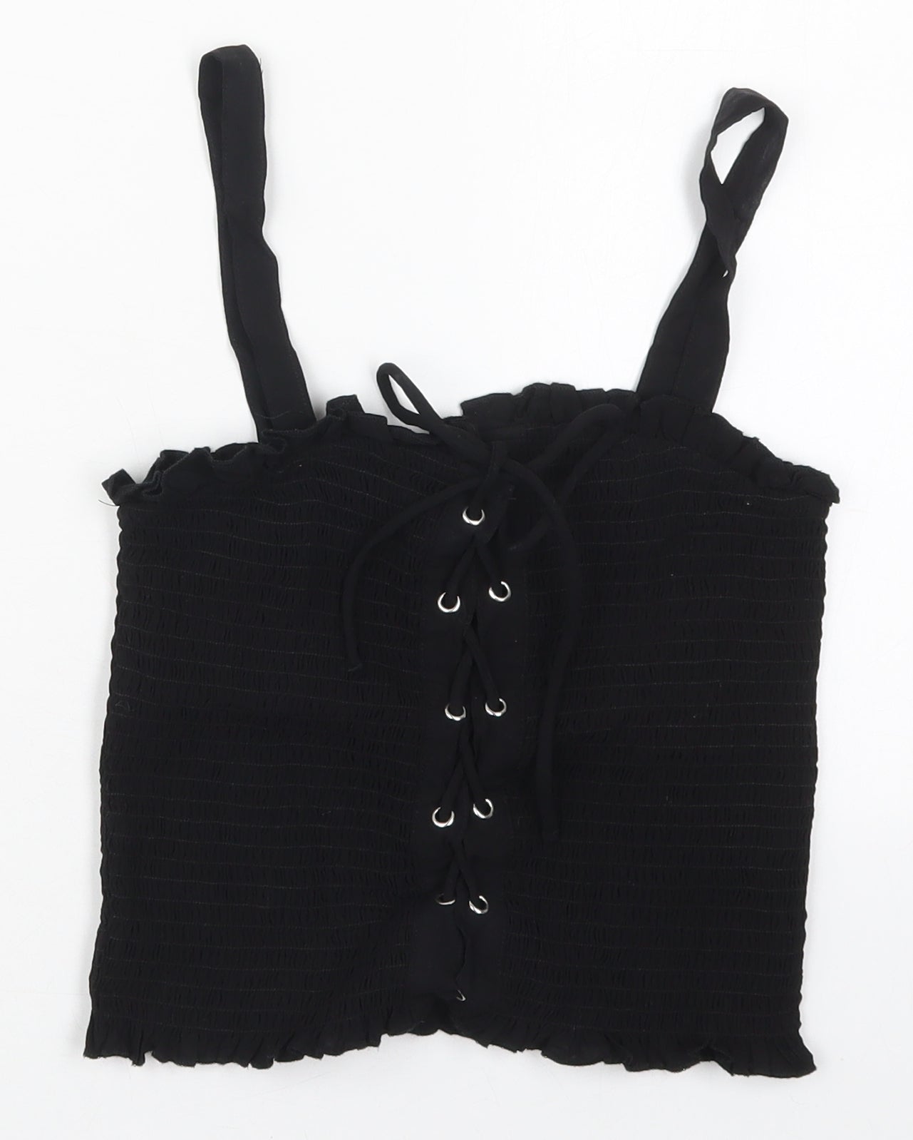 New Look Womens Black  Viscose Basic Tank Size 10 Square Neck