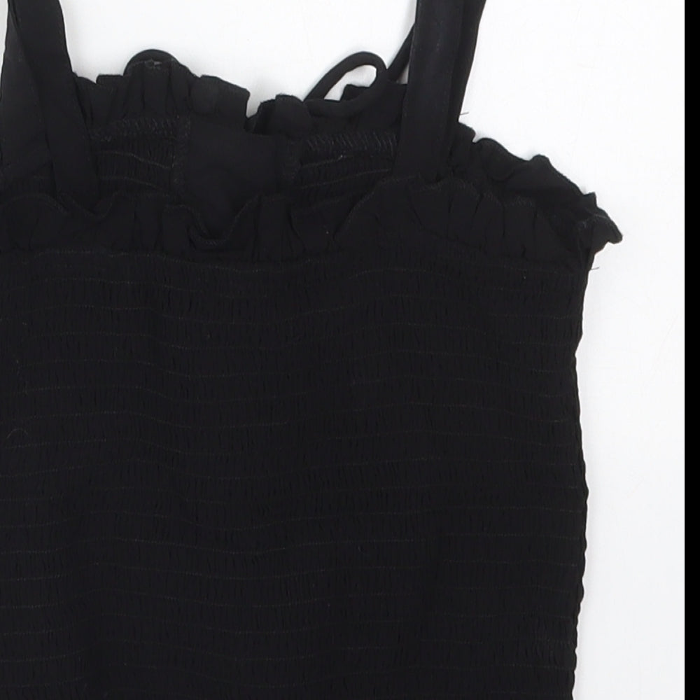 New Look Womens Black  Viscose Basic Tank Size 10 Square Neck