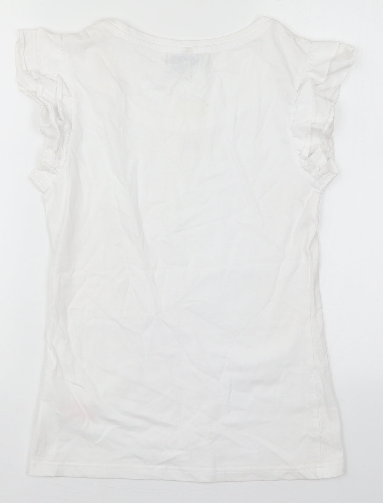Peacocks Womens White  Cotton Basic T-Shirt Size 10 Crew Neck