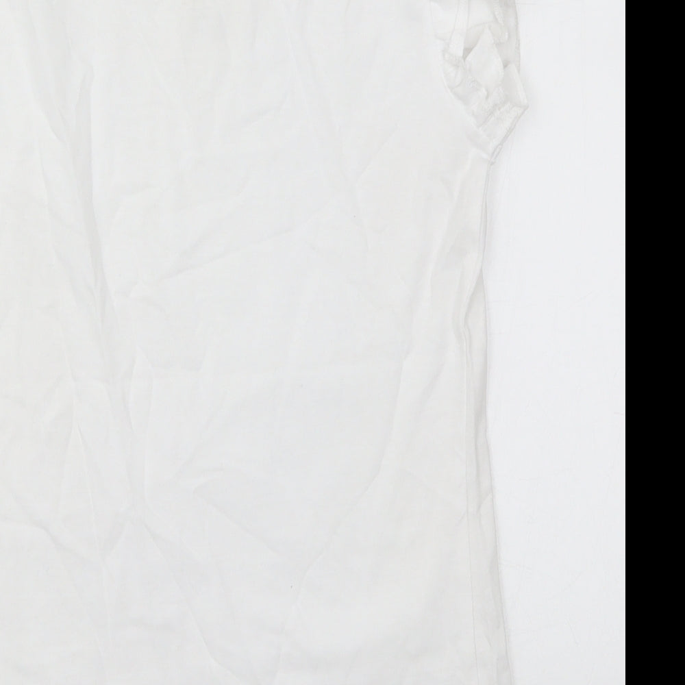 Peacocks Womens White  Cotton Basic T-Shirt Size 10 Crew Neck