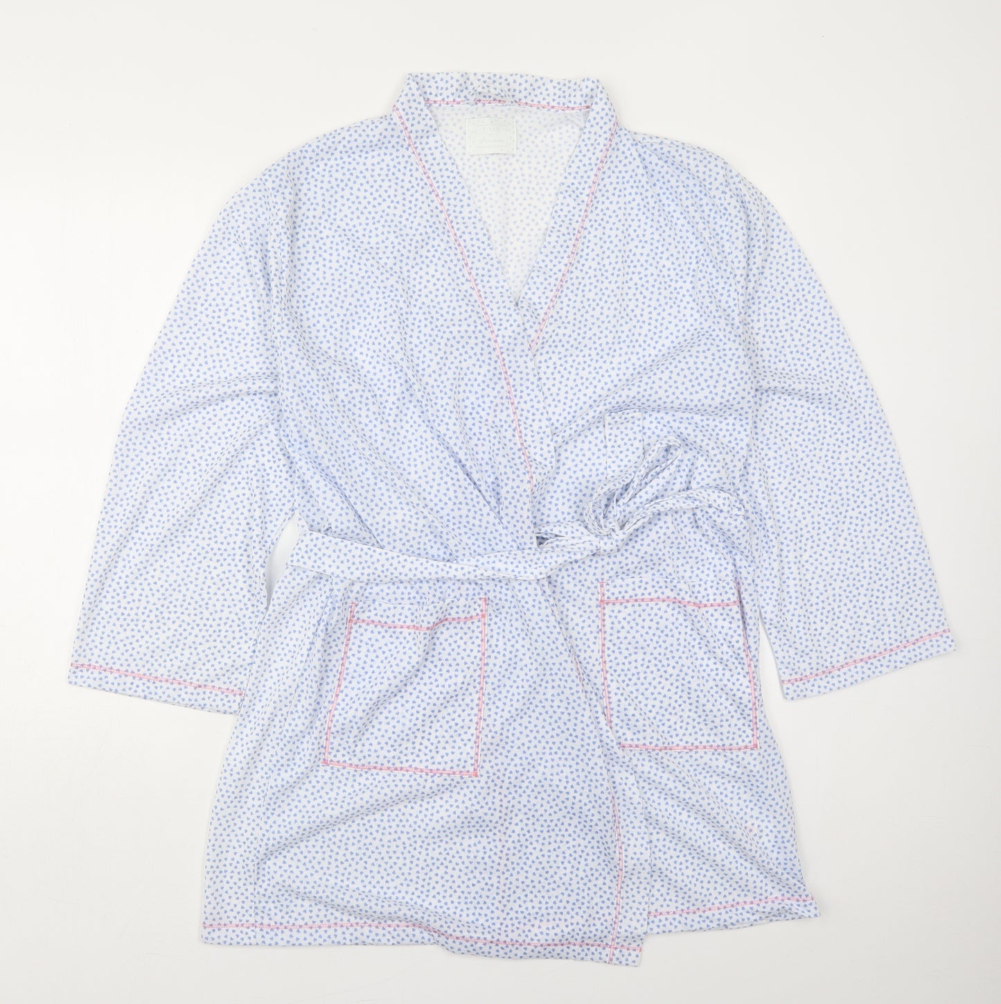 Matalan Womens Blue Geometric Polyester Kimono Robe Size 12  Tie - Love Hearts
