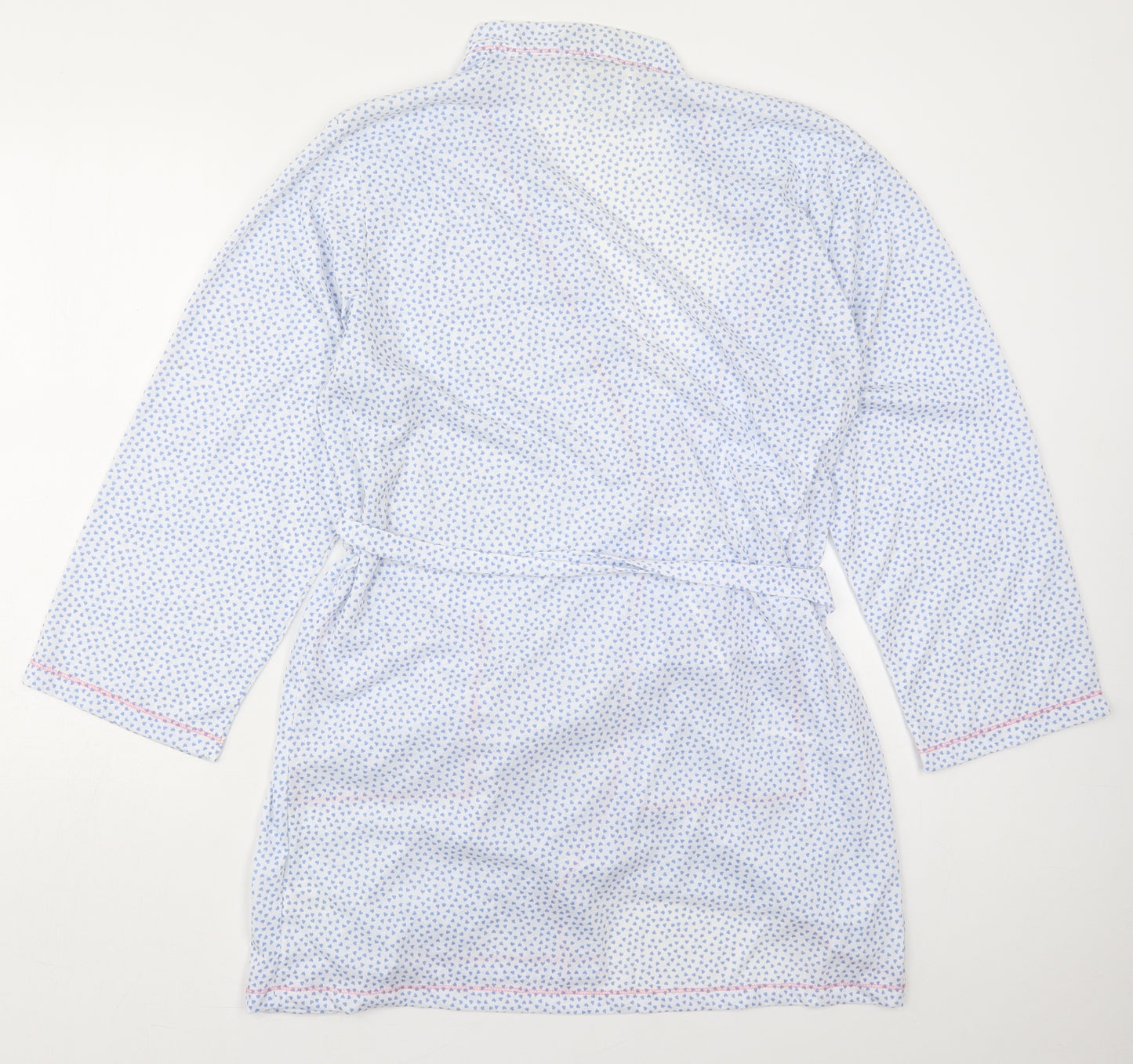 Matalan Womens Blue Geometric Polyester Kimono Robe Size 12  Tie - Love Hearts