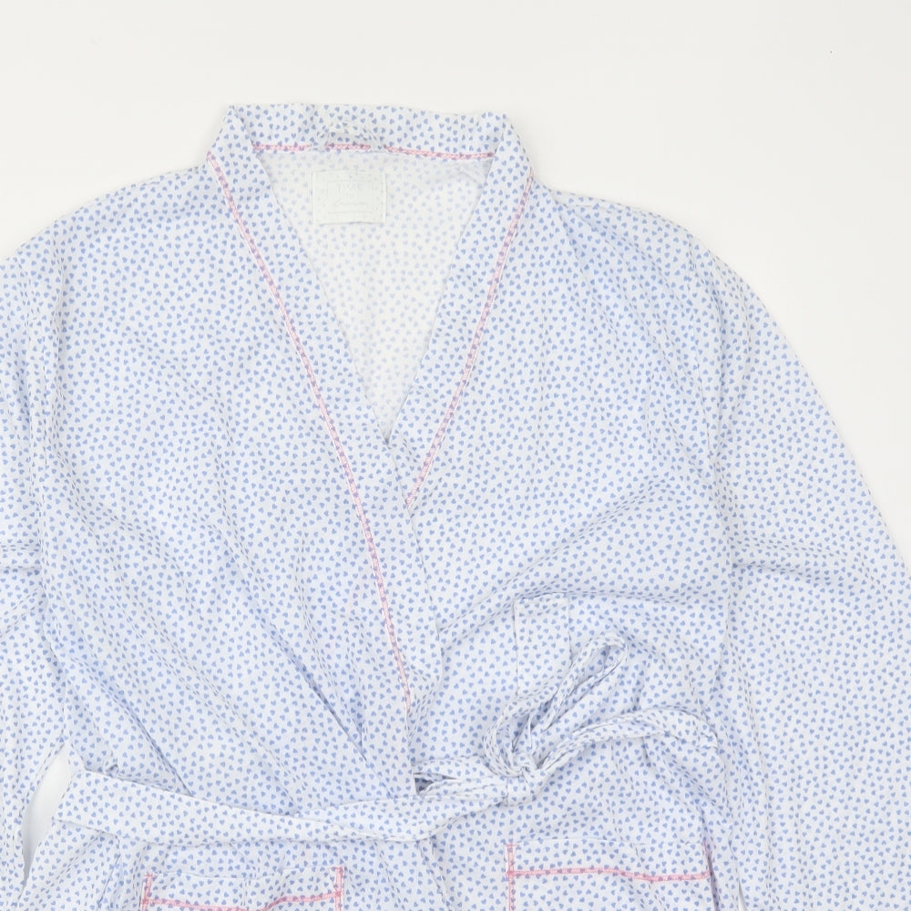 Matalan Womens Blue Geometric Polyester Kimono Robe Size 12  Tie - Love Hearts