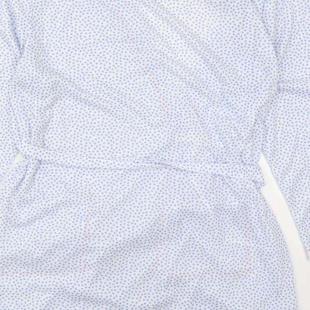 Matalan Womens Blue Geometric Polyester Kimono Robe Size 12  Tie - Love Hearts