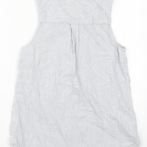 New Look Womens Blue Striped Cotton Basic Button-Up Size 8 Collared
