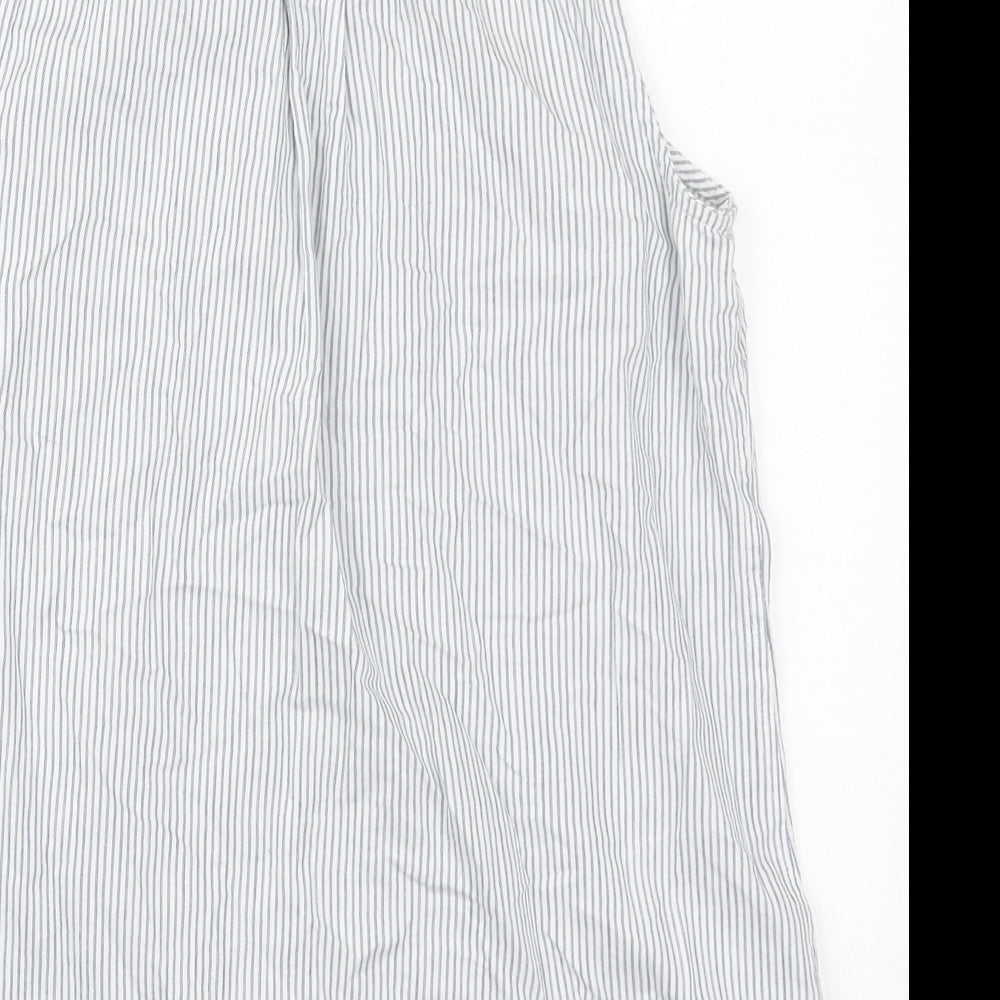 New Look Womens Blue Striped Cotton Basic Button-Up Size 8 Collared