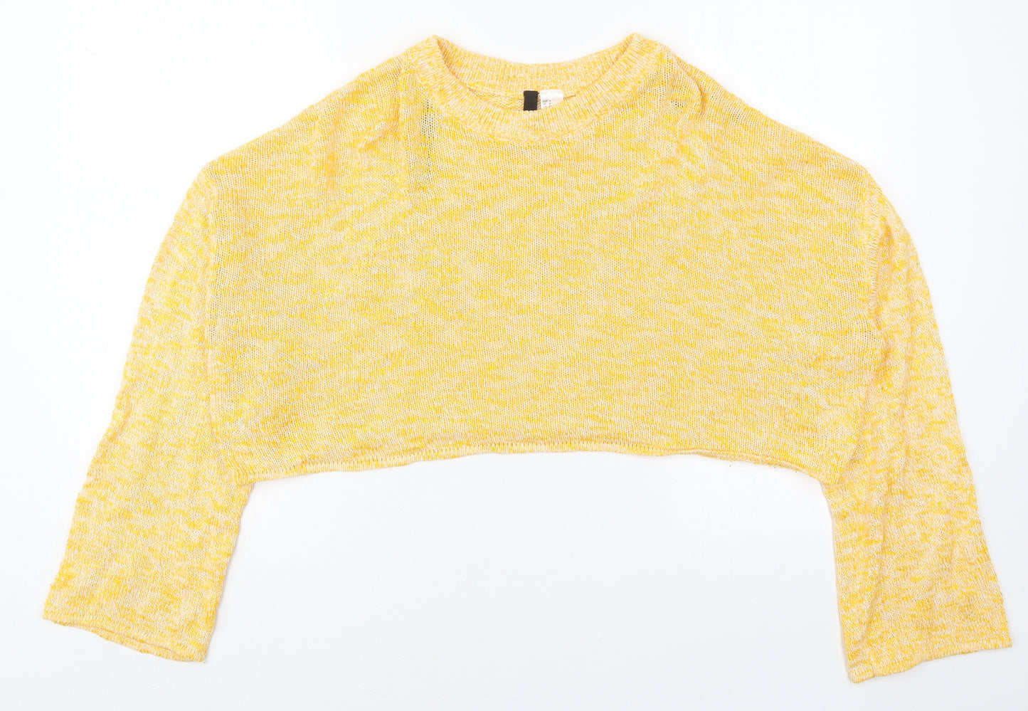H&M Womens Yellow Round Neck  Cotton Pullover Jumper Size M