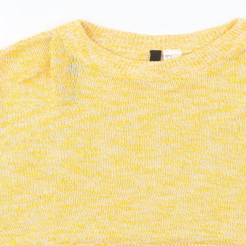 H&M Womens Yellow Round Neck  Cotton Pullover Jumper Size M