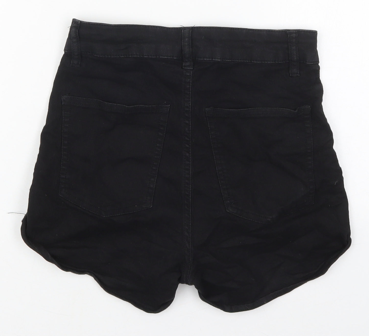 H&M Womens Black  Cotton Mom Shorts Size 10 L3 in Regular Button