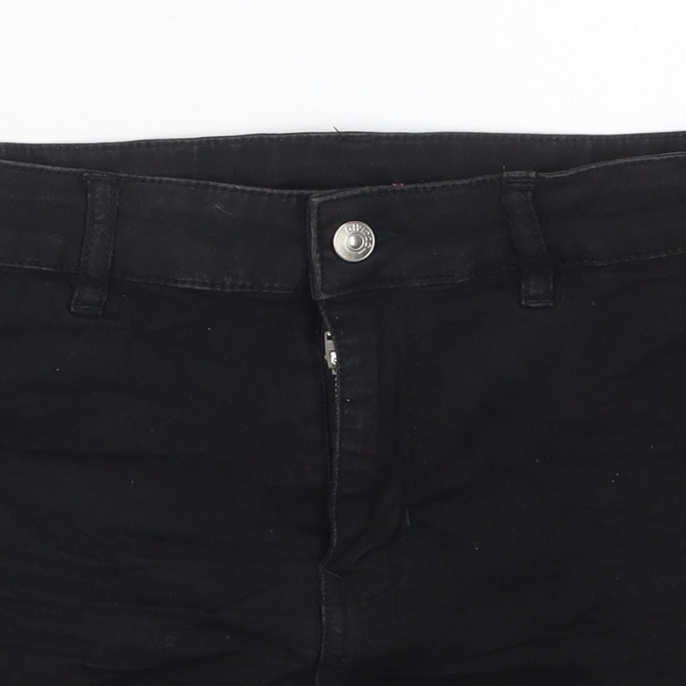 H&M Womens Black  Cotton Mom Shorts Size 10 L3 in Regular Button