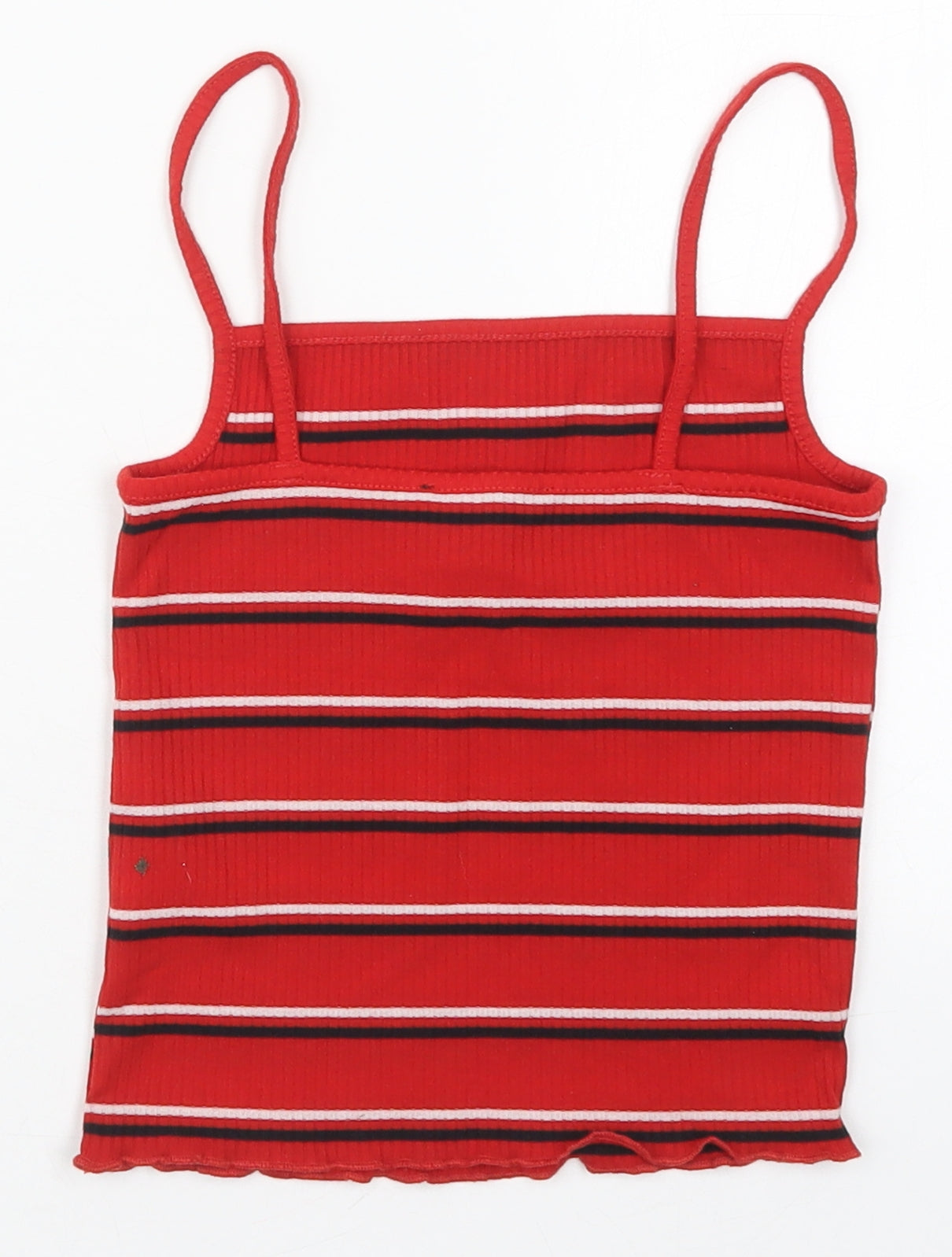 New Look Womens Red Striped Polyester Basic Tank Size 6 Square Neck