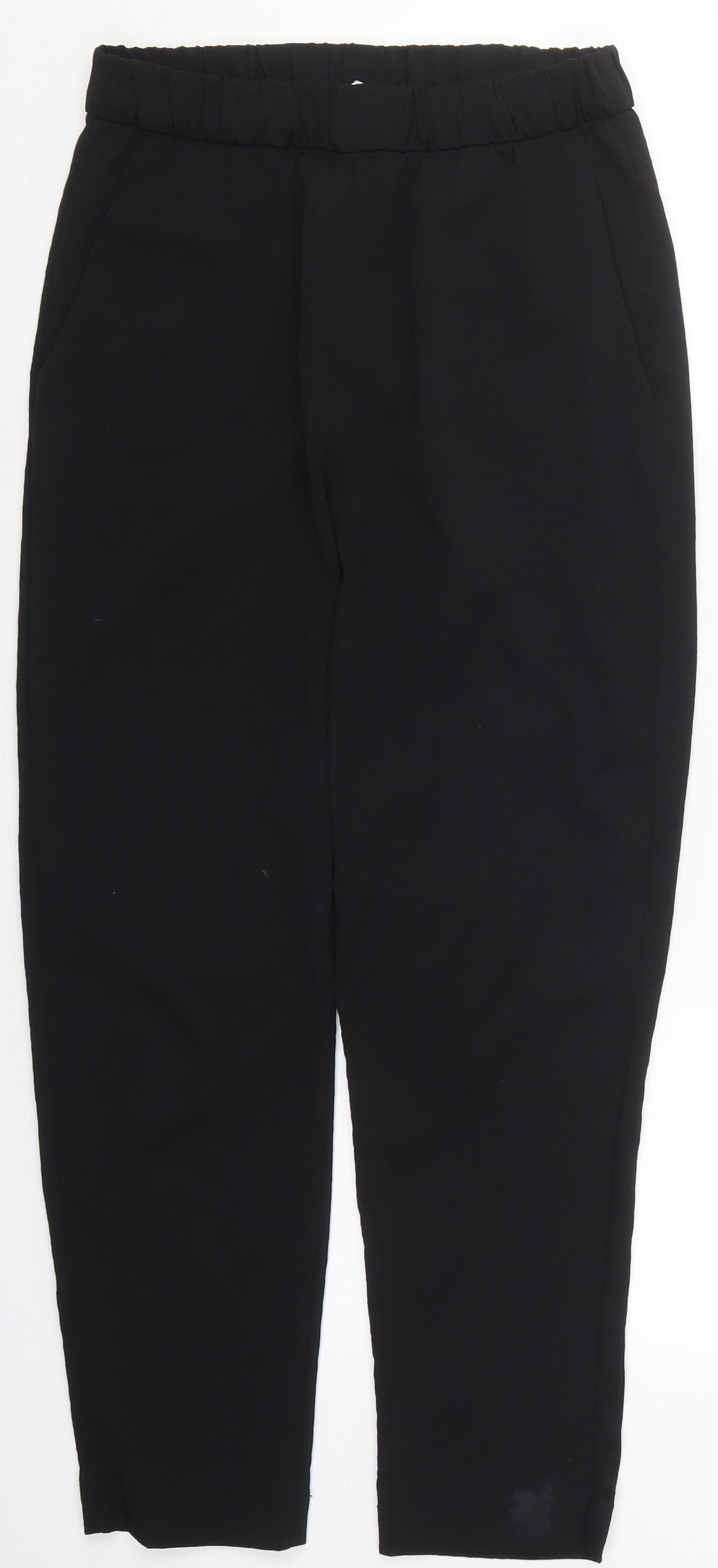 H&M Womens Black  Polyester Trousers  Size 10 L26 in Regular