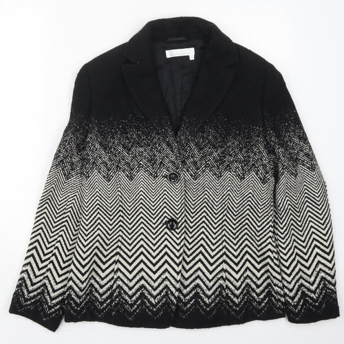 Avantgarde Womens Black Geometric  Jacket  Size 12  Button - Zig Zag