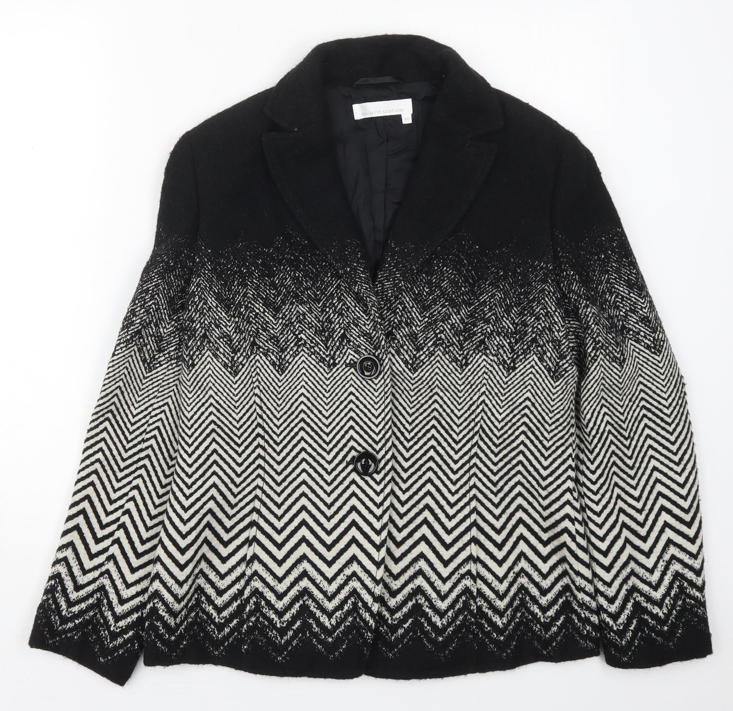 Avantgarde Womens Black Geometric  Jacket  Size 12  Button - Zig Zag