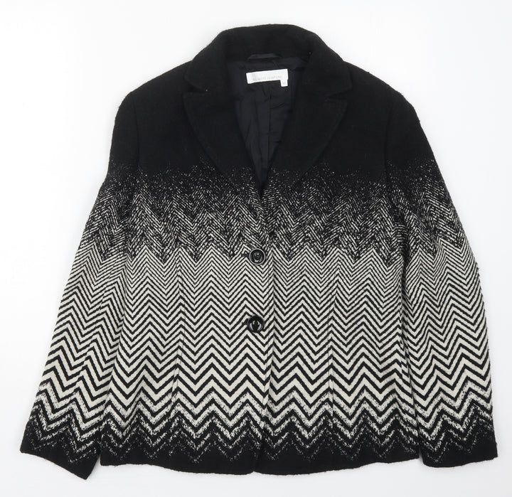 Avantgarde Womens Black Geometric  Jacket  Size 12  Button - Zig Zag