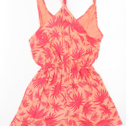 Missguided Womens Pink Floral Viscose Playsuit One-Piece Size 6  Pullover