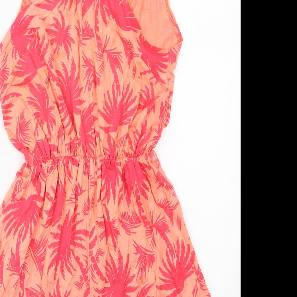 Missguided Womens Pink Floral Viscose Playsuit One-Piece Size 6  Pullover