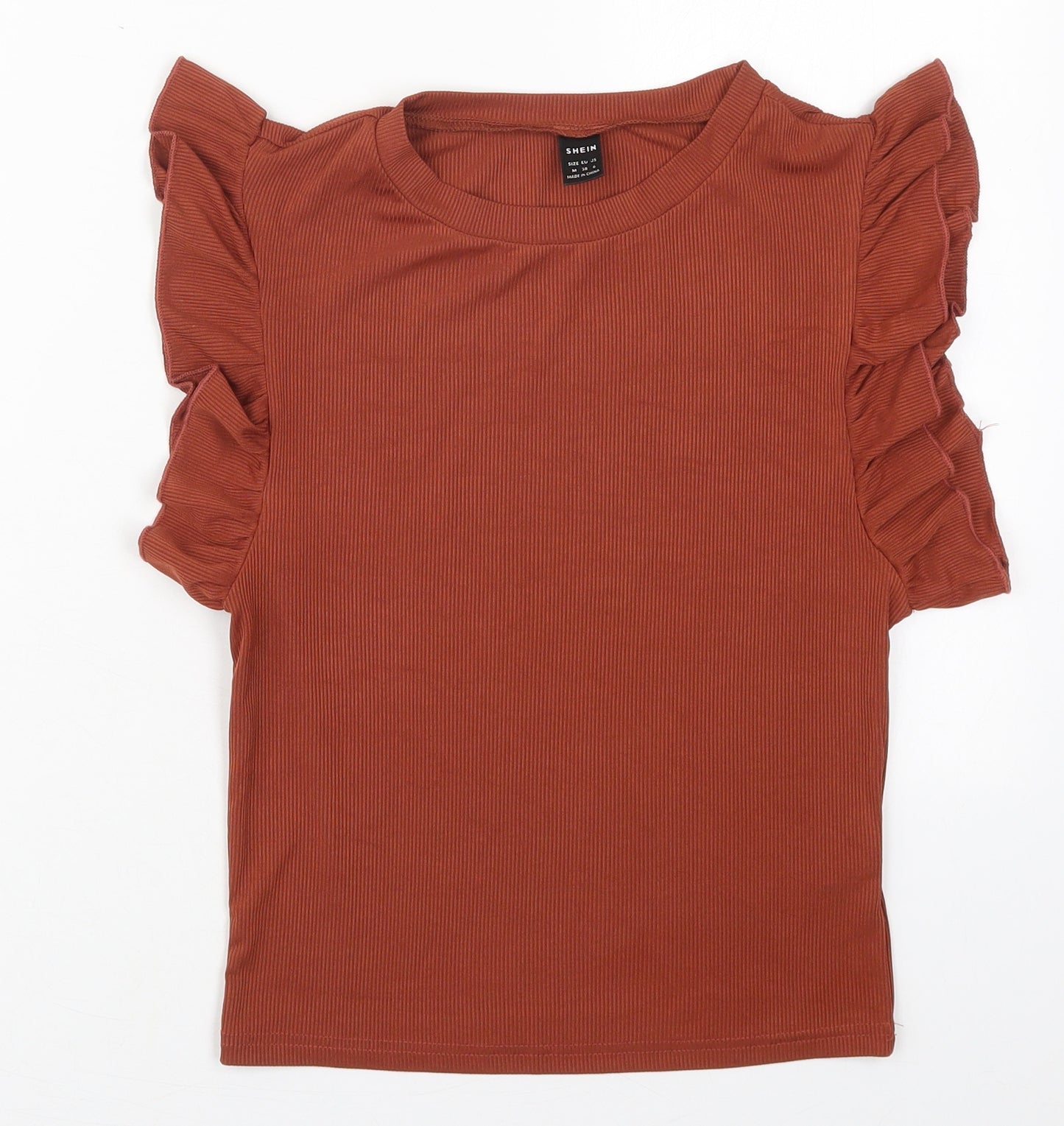 SheIn Womens Brown  Polyester Basic T-Shirt Size M Round Neck